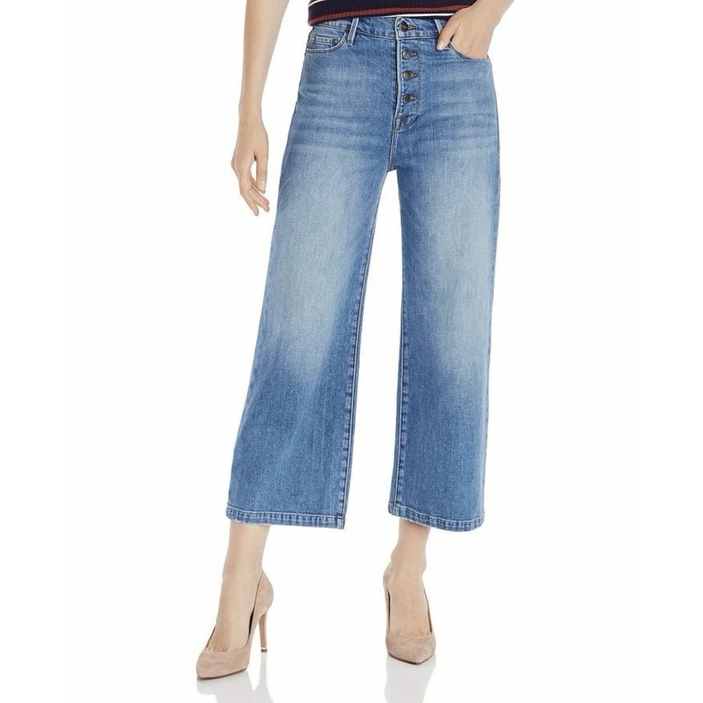 Frame Ali Wide Crop Size 24 Culotte Crop Jeans Yorkshire Button Fly Cotton Blend